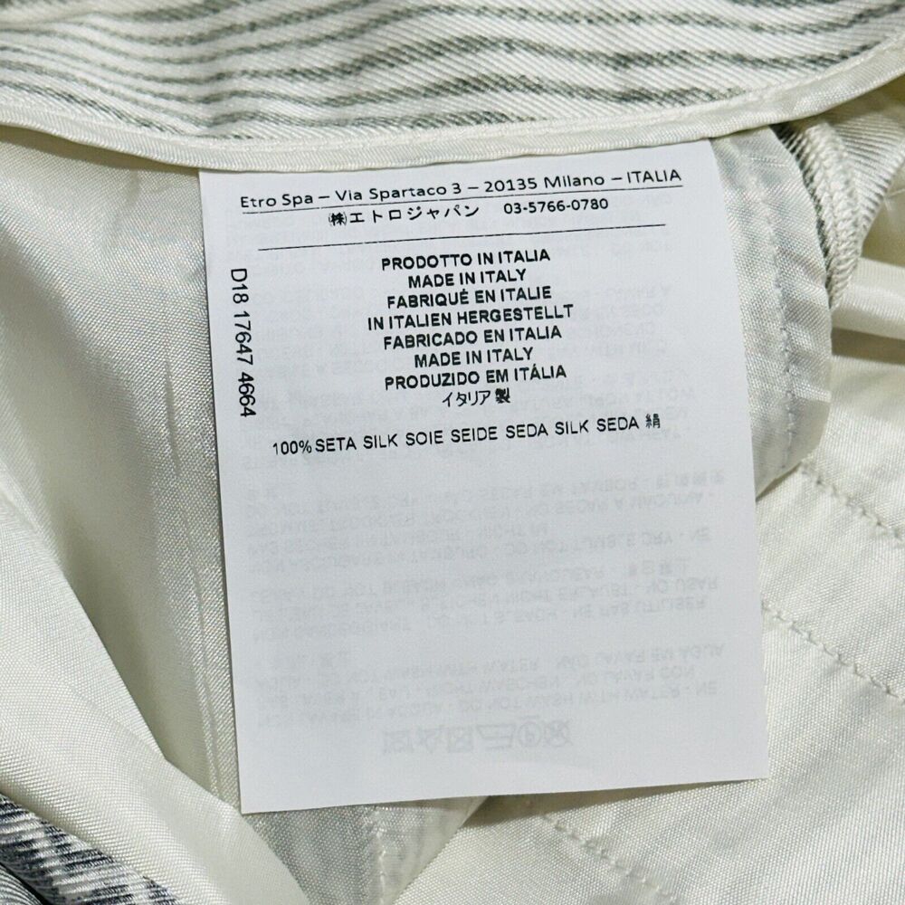 ETRO Women 44 US/8 Silk Wide Leg High Rise Aztec Ivory Gray Bandana NWT $1990 - Picture 7 of 12